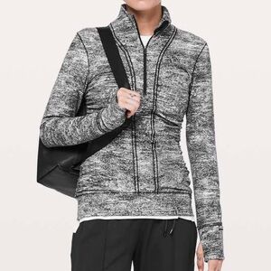 Lululemon Cypress Kiss 1/2 Zip pullover Jacket in Rush Jacquard Black White